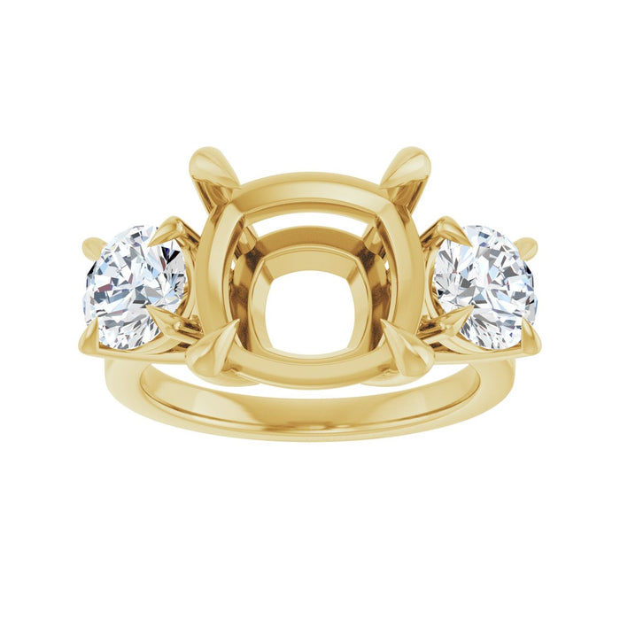 14K Yellow Gold 11x11 mm Cushion 1 1/2 CTW Lab-Grown Diamond Semi-Set Engagement Ring