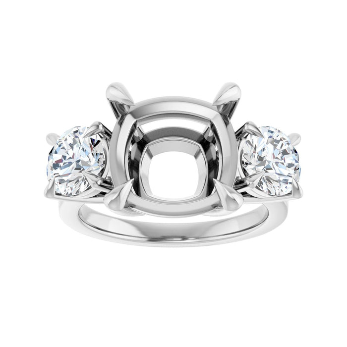 14K White Gold 11x11 mm Cushion 1 1/2 CTW Lab-Grown Diamond Semi-Set Engagement Ring