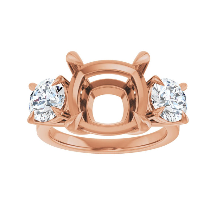 14K Rose Gold 11x11 mm Cushion 1 1/2 CTW Lab-Grown Diamond Semi-Set Engagement Ring