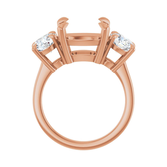 14K Rose Gold 11x11 mm Cushion 1 1/2 CTW Lab-Grown Diamond Semi-Set Engagement Ring