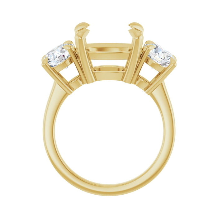 14K Yellow Gold 11x11 mm Cushion 1 1/2 CTW Lab-Grown Diamond Semi-Set Engagement Ring