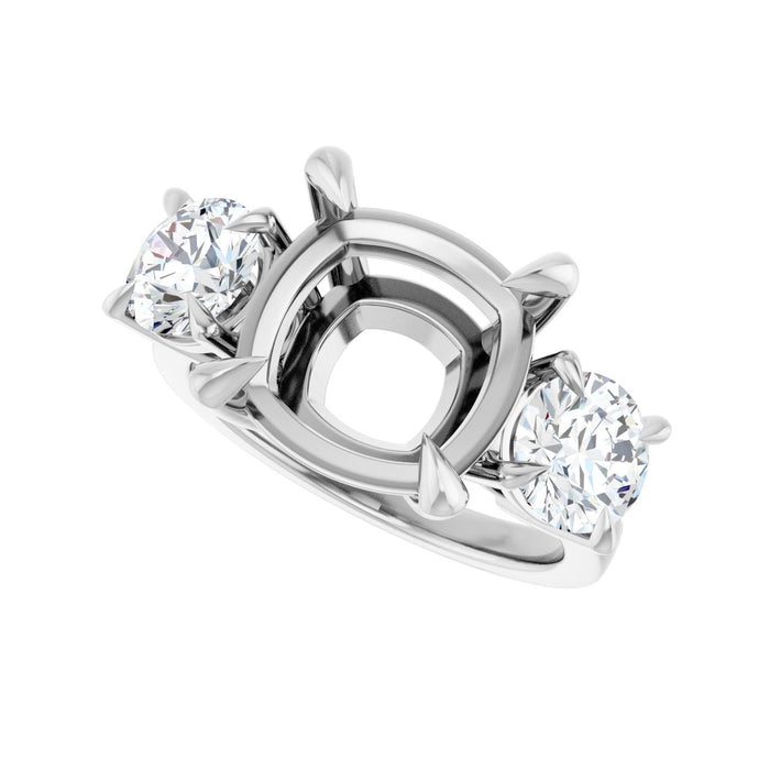 Platinum 11x11 mm Cushion 1 1/2 CTW Lab-Grown Diamond Semi-Set Engagement Ring