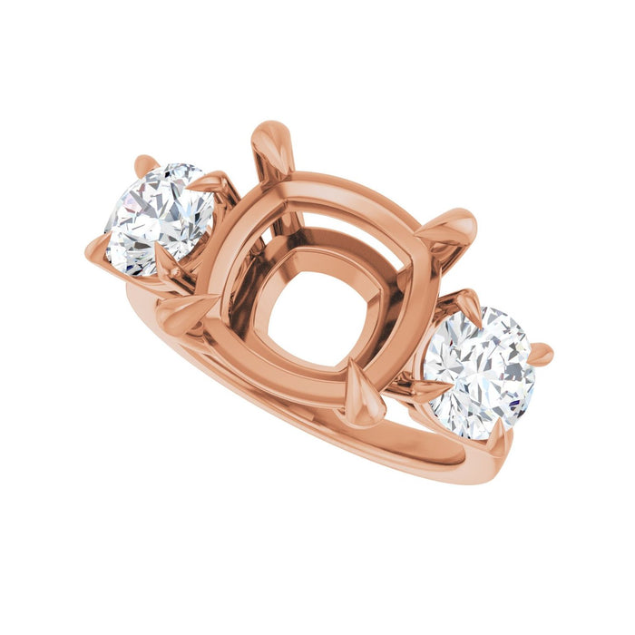 14K Rose Gold 11x11 mm Cushion 1 1/2 CTW Lab-Grown Diamond Semi-Set Engagement Ring