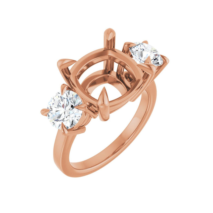 14K Rose Gold 11x11 mm Cushion 1 1/2 CTW Lab-Grown Diamond Semi-Set Engagement Ring