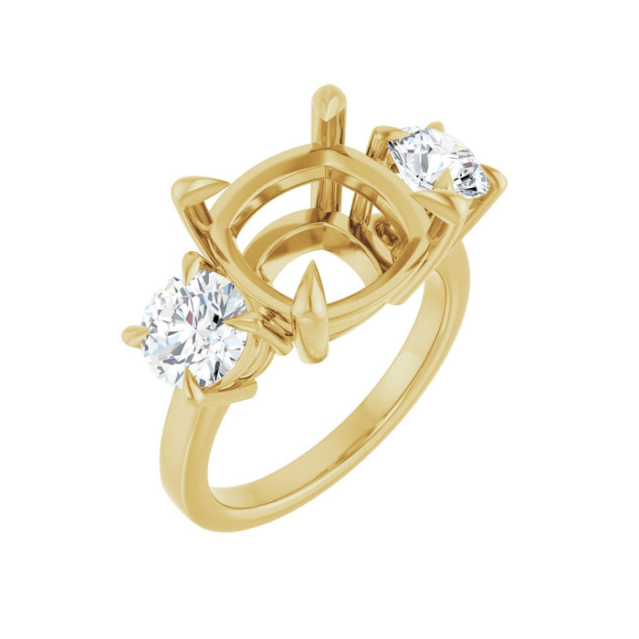 14K Yellow Gold 11x11 mm Cushion 1 1/2 CTW Lab-Grown Diamond Semi-Set Engagement Ring