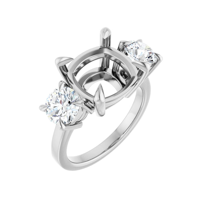 14K White Gold 11x11 mm Cushion 1 1/2 CTW Lab-Grown Diamond Semi-Set Engagement Ring