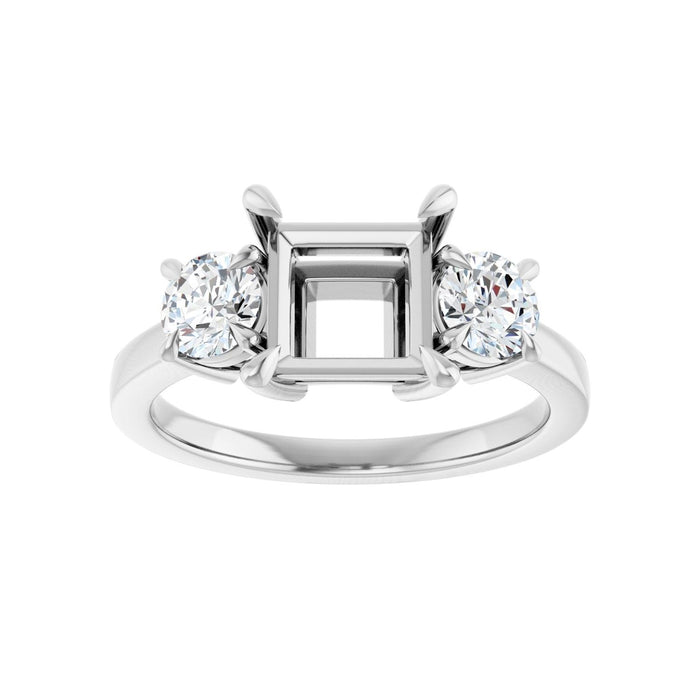 14K White Gold 6.5x6.5 mm Square 5/8 CTW Lab-Grown Diamond Semi-Set Engagement Ring