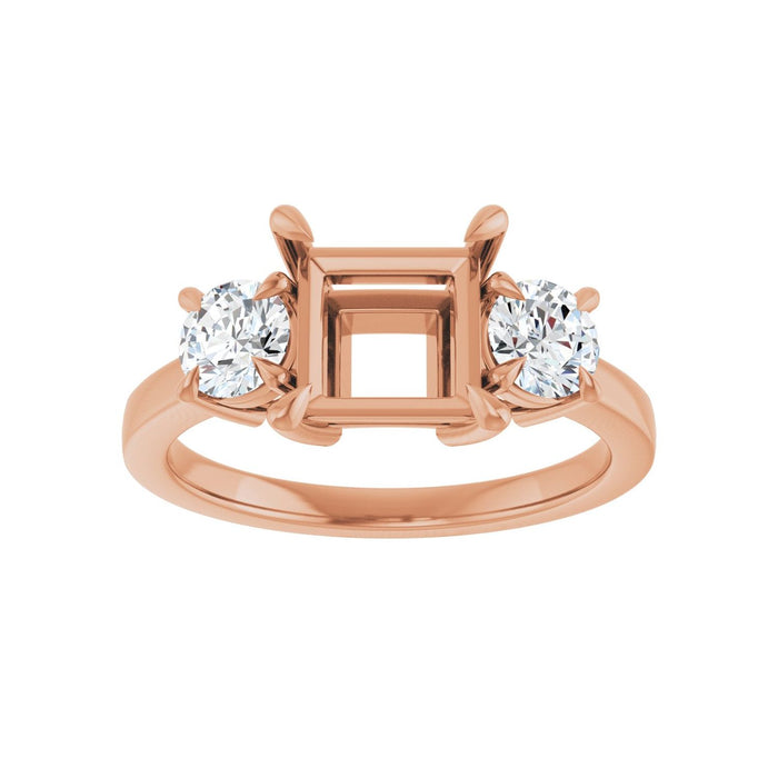 14K Rose Gold 6.5x6.5 mm Square 5/8 CTW Lab-Grown Diamond Semi-Set Engagement Ring