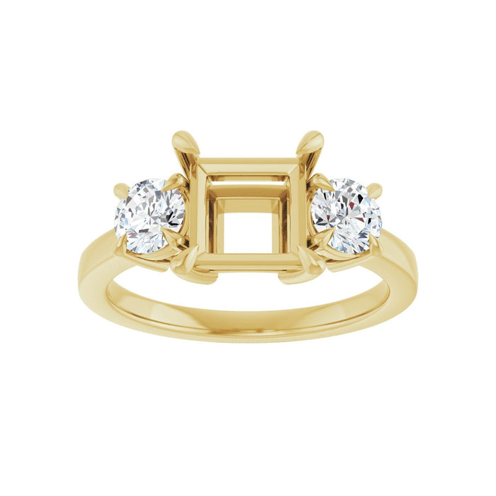 14K Yellow Gold 6.5x6.5 mm Square 5/8 CTW Lab-Grown Diamond Semi-Set Engagement Ring