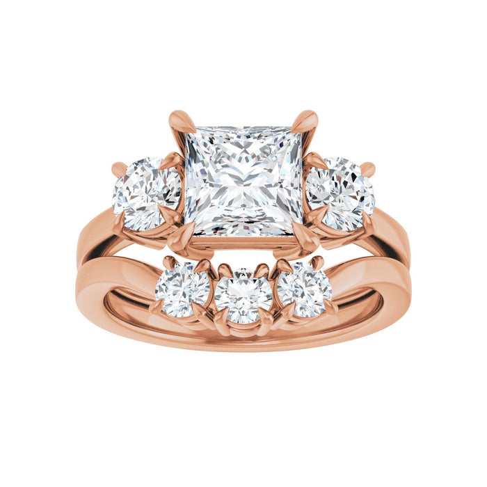 14K Rose Gold 6.5x6.5 mm Square 5/8 CTW Lab-Grown Diamond Semi-Set Engagement Ring