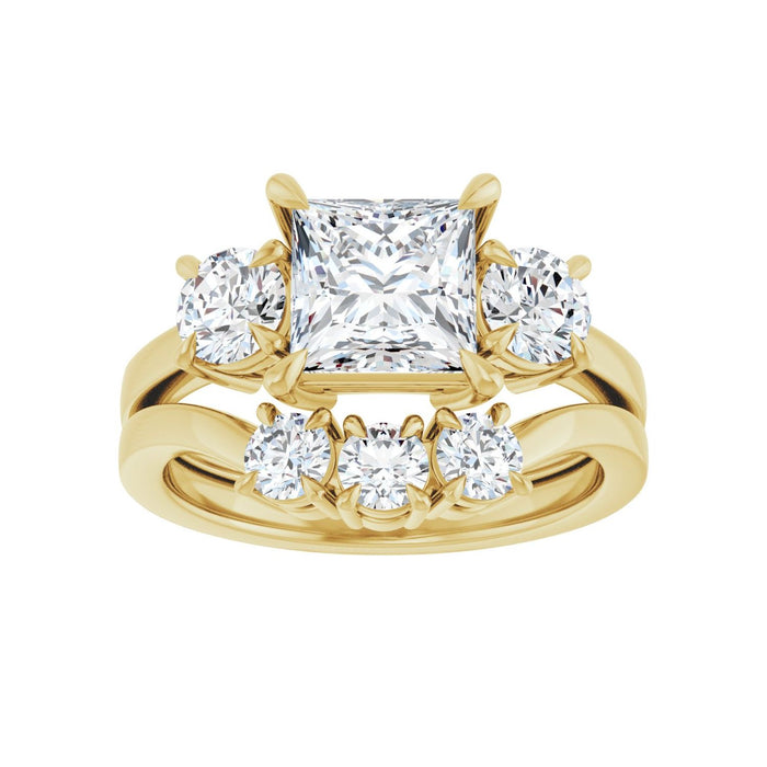 14K Yellow Gold 6.5x6.5 mm Square 5/8 CTW Lab-Grown Diamond Semi-Set Engagement Ring