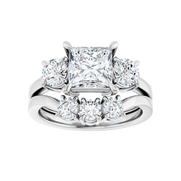14K White Gold 6.5x6.5 mm Square 5/8 CTW Lab-Grown Diamond Semi-Set Engagement Ring
