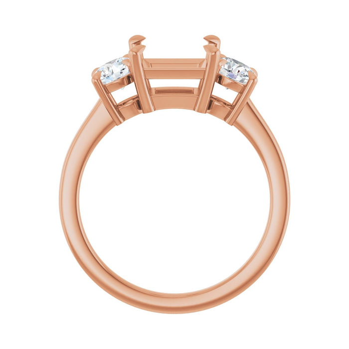 14K Rose Gold 6.5x6.5 mm Square 5/8 CTW Lab-Grown Diamond Semi-Set Engagement Ring