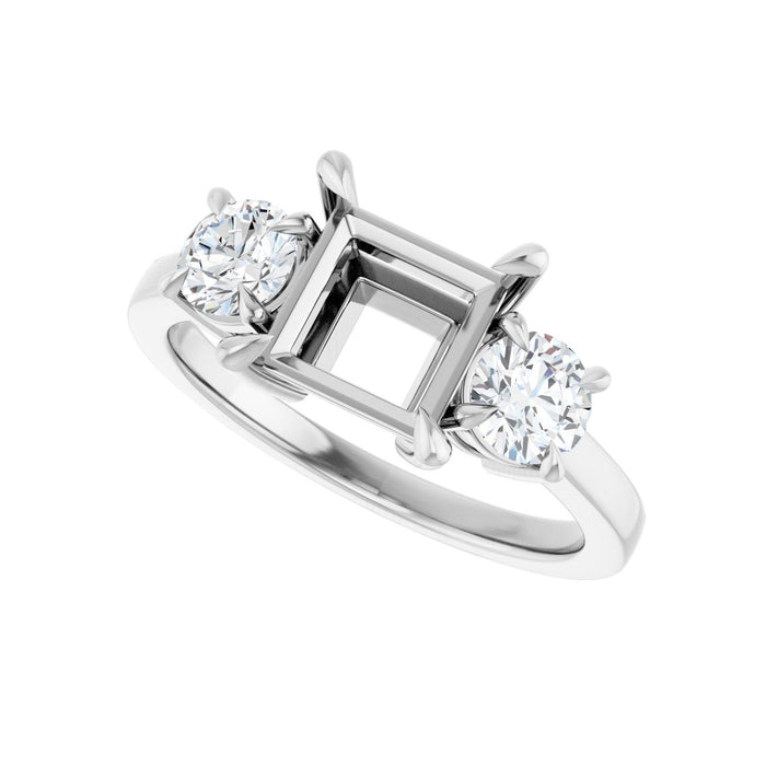 14K White Gold 6.5x6.5 mm Square 5/8 CTW Lab-Grown Diamond Semi-Set Engagement Ring