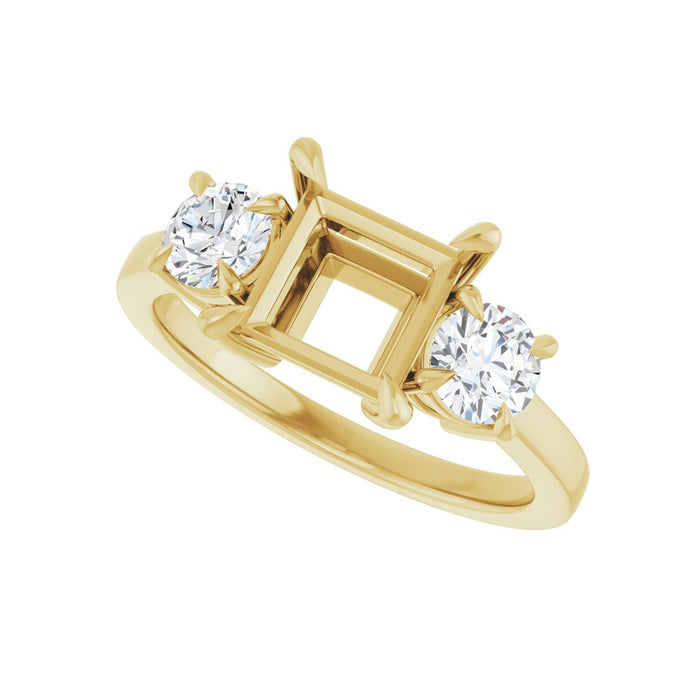 14K Yellow Gold 6.5x6.5 mm Square 5/8 CTW Lab-Grown Diamond Semi-Set Engagement Ring