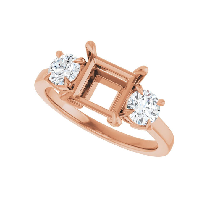 14K Rose Gold 6.5x6.5 mm Square 5/8 CTW Lab-Grown Diamond Semi-Set Engagement Ring