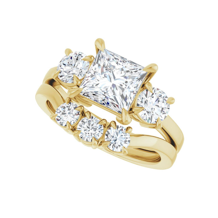 14K Yellow Gold 6.5x6.5 mm Square 5/8 CTW Lab-Grown Diamond Semi-Set Engagement Ring