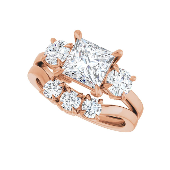14K Rose Gold 6.5x6.5 mm Square 5/8 CTW Lab-Grown Diamond Semi-Set Engagement Ring