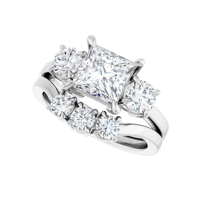 Platinum 6.5x6.5 mm Square 5/8 CTW Lab-Grown Diamond Semi-Set Engagement Ring