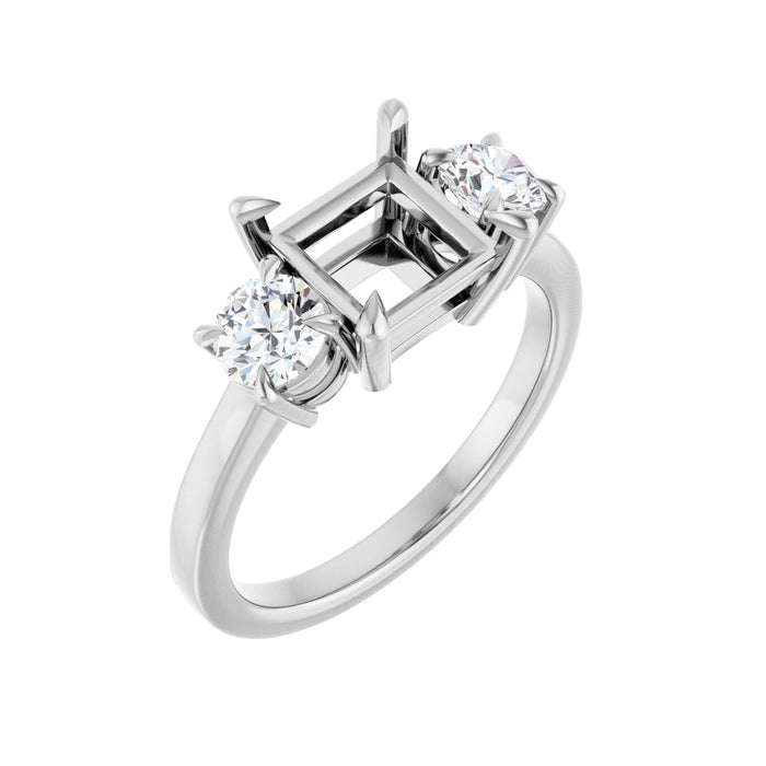 14K White Gold 6.5x6.5 mm Square 5/8 CTW Lab-Grown Diamond Semi-Set Engagement Ring