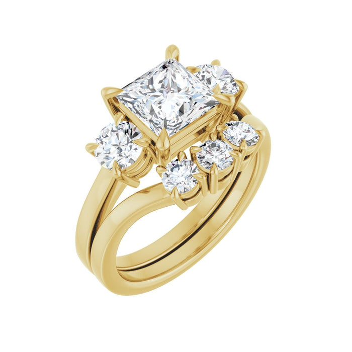 14K Yellow Gold 6.5x6.5 mm Square 5/8 CTW Lab-Grown Diamond Semi-Set Engagement Ring