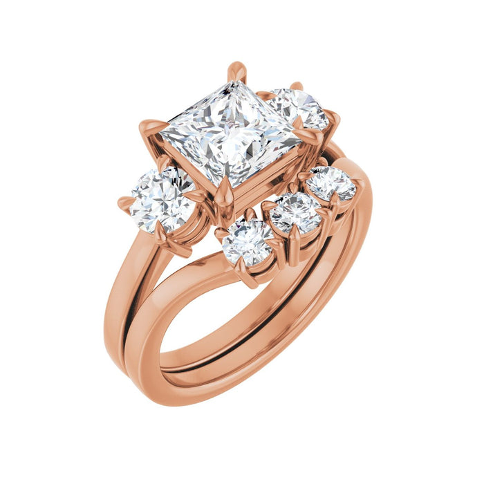 14K Rose Gold 6.5x6.5 mm Square 5/8 CTW Lab-Grown Diamond Semi-Set Engagement Ring