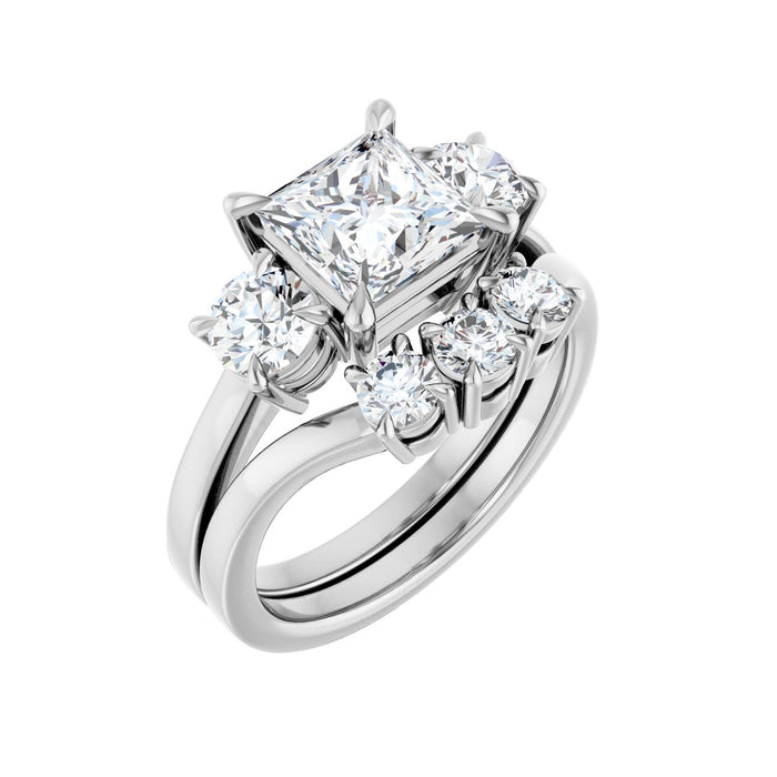 Platinum 6.5x6.5 mm Square 5/8 CTW Lab-Grown Diamond Semi-Set Engagement Ring