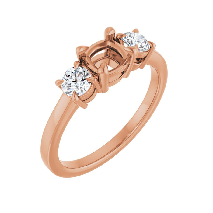 14K Rose Gold 5x5 mm Cushion 3/8 CTW Lab-Grown Diamond Semi-Set Engagement Ring