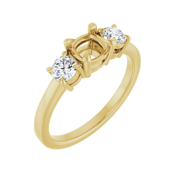 14K Yellow Gold 5x5 mm Cushion 3/8 CTW Lab-Grown Diamond Semi-Set Engagement Ring