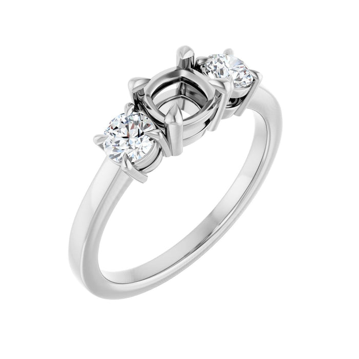 Platinum 5x5 mm Cushion 3/8 CTW Lab-Grown Diamond Semi-Set Engagement Ring