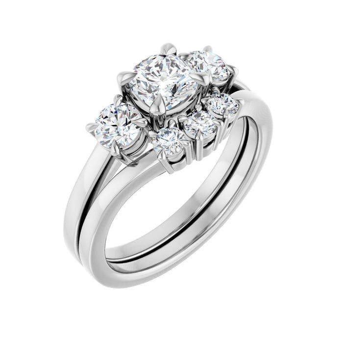 Platinum 5x5 mm Cushion 3/8 CTW Lab-Grown Diamond Semi-Set Engagement Ring