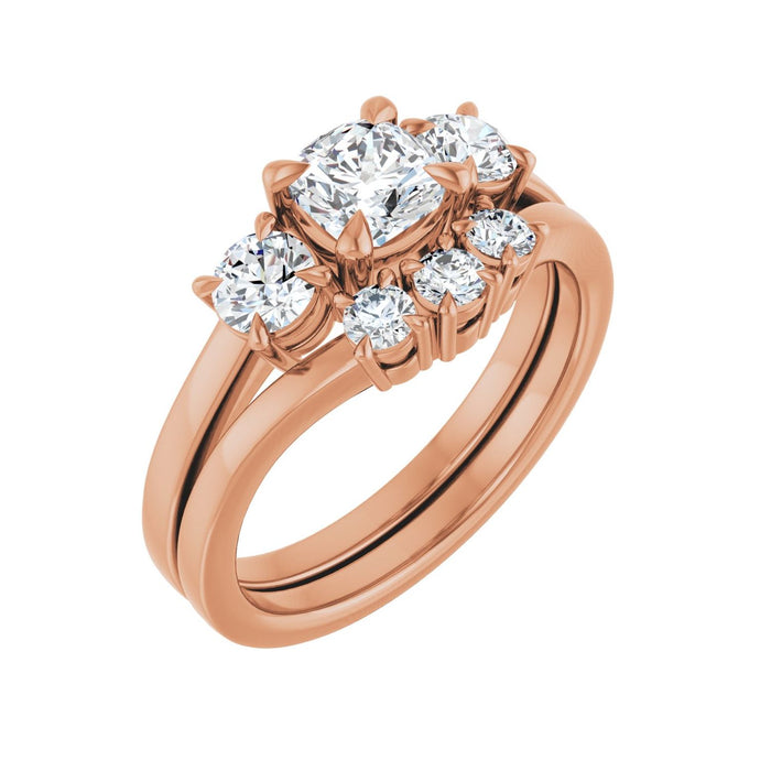 14K Rose Gold 5x5 mm Cushion 3/8 CTW Lab-Grown Diamond Semi-Set Engagement Ring