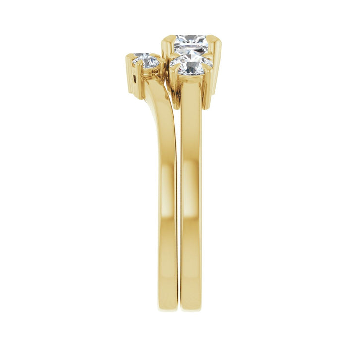 14K Yellow Gold 5x5 mm Cushion 3/8 CTW Lab-Grown Diamond Semi-Set Engagement Ring
