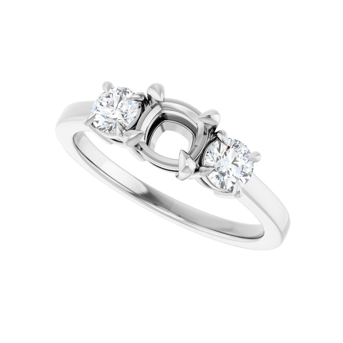 Platinum 5x5 mm Cushion 3/8 CTW Lab-Grown Diamond Semi-Set Engagement Ring