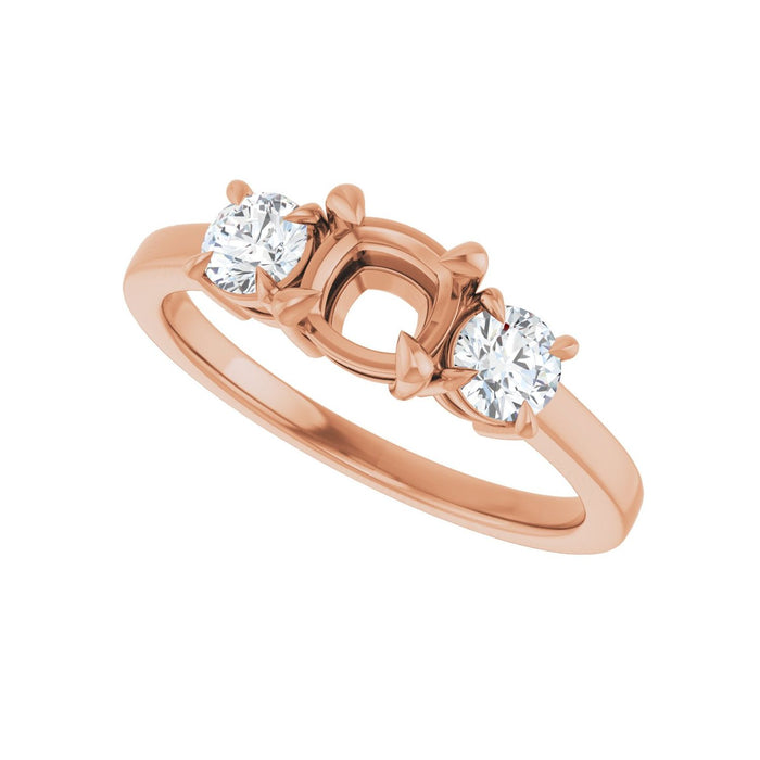 14K Rose Gold 5x5 mm Cushion 3/8 CTW Lab-Grown Diamond Semi-Set Engagement Ring
