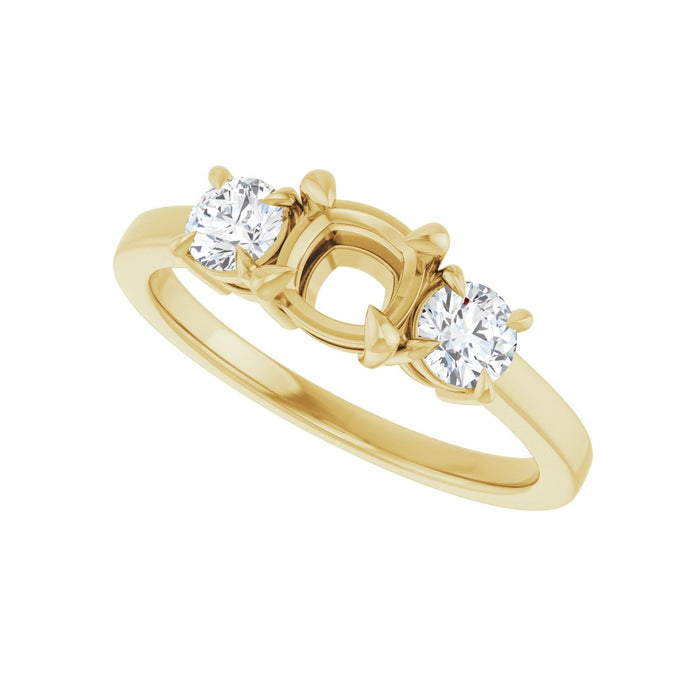 14K Yellow Gold 5x5 mm Cushion 3/8 CTW Lab-Grown Diamond Semi-Set Engagement Ring