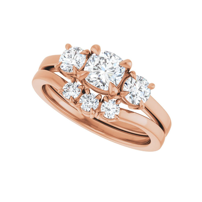 14K Rose Gold 5x5 mm Cushion 3/8 CTW Lab-Grown Diamond Semi-Set Engagement Ring
