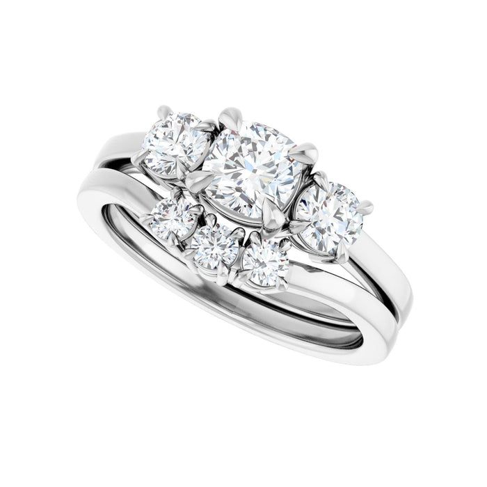 Platinum 5x5 mm Cushion 3/8 CTW Lab-Grown Diamond Semi-Set Engagement Ring
