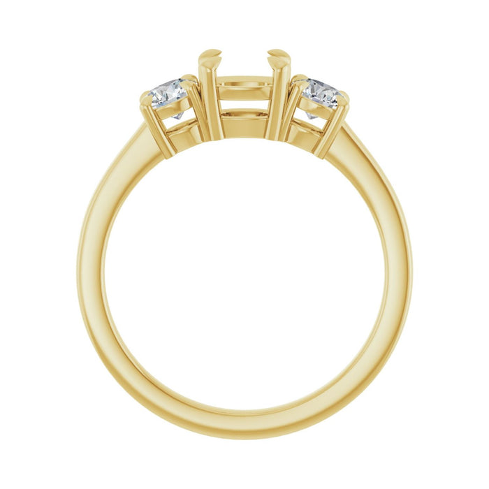 14K Yellow Gold 5x5 mm Cushion 3/8 CTW Lab-Grown Diamond Semi-Set Engagement Ring