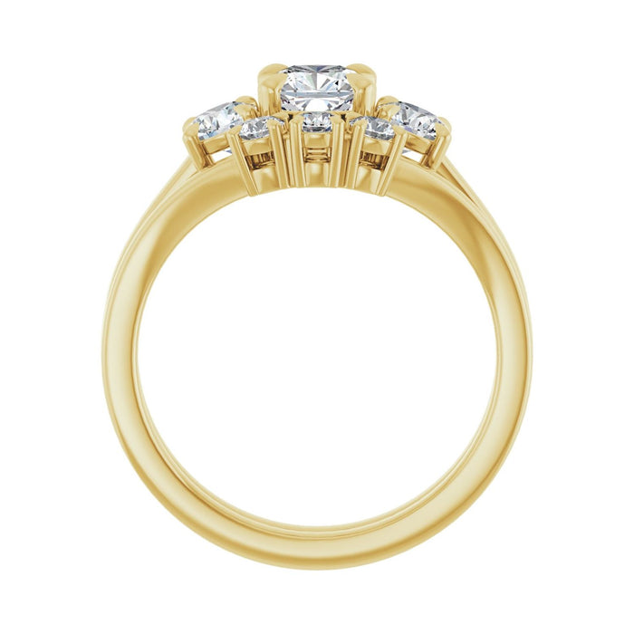 14K Yellow Gold 5x5 mm Cushion 3/8 CTW Lab-Grown Diamond Semi-Set Engagement Ring