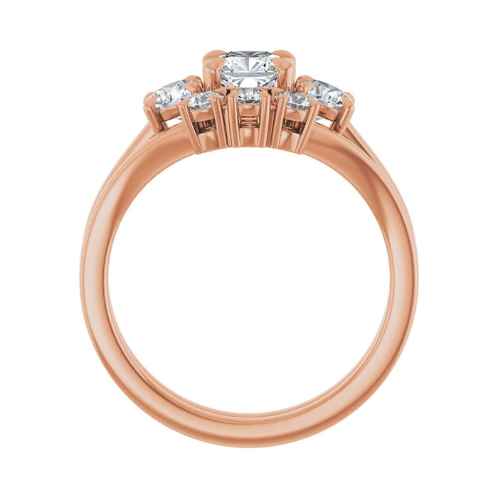 14K Rose Gold 5x5 mm Cushion 3/8 CTW Lab-Grown Diamond Semi-Set Engagement Ring