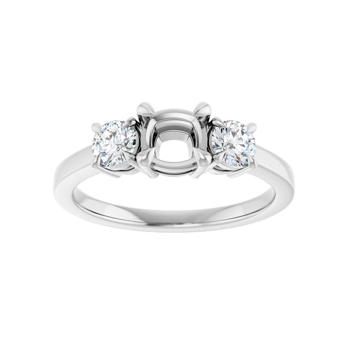 14K White Gold 5x5 mm Cushion 3/8 CTW Lab-Grown Diamond Semi-Set Engagement Ring