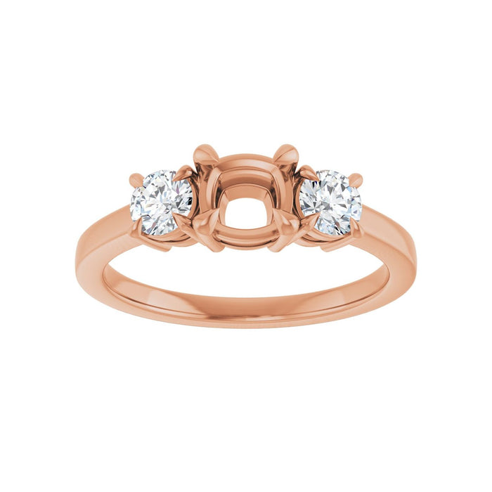 14K Rose Gold 5x5 mm Cushion 3/8 CTW Lab-Grown Diamond Semi-Set Engagement Ring