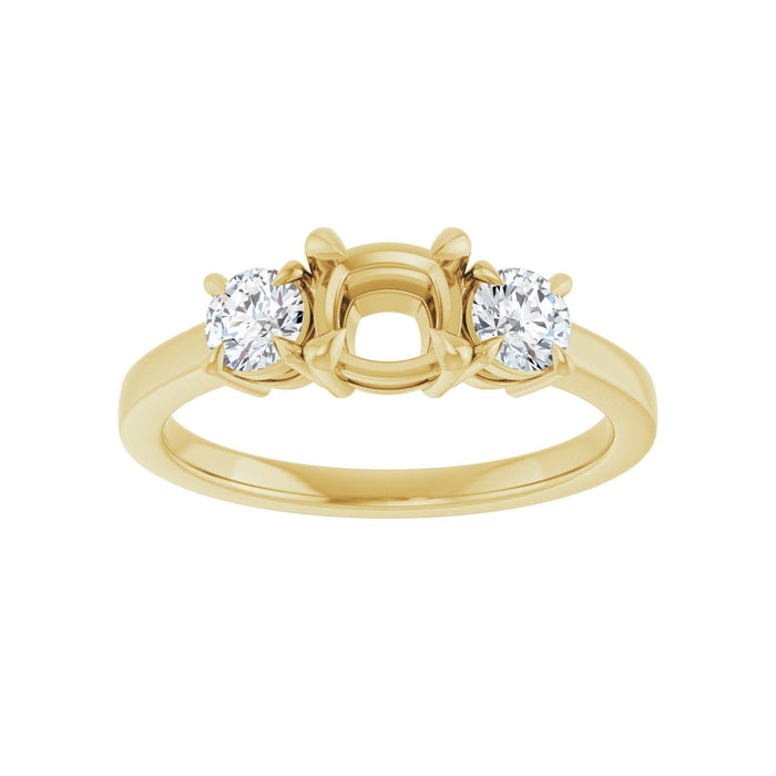 14K Yellow Gold 5x5 mm Cushion 3/8 CTW Lab-Grown Diamond Semi-Set Engagement Ring