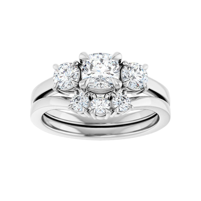 Platinum 5x5 mm Cushion 3/8 CTW Lab-Grown Diamond Semi-Set Engagement Ring