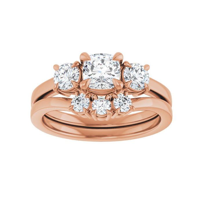 14K Rose Gold 5x5 mm Cushion 3/8 CTW Lab-Grown Diamond Semi-Set Engagement Ring