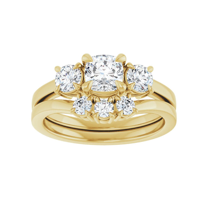 14K Yellow Gold 5x5 mm Cushion 3/8 CTW Lab-Grown Diamond Semi-Set Engagement Ring