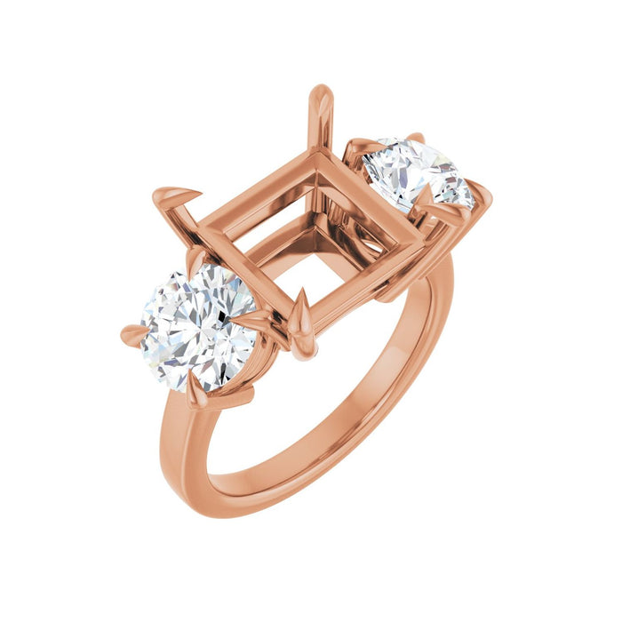 14K Rose Gold 10x10 mm Square 2 1/2 CTW Lab-Grown Diamond Semi-Set Engagement Ring
