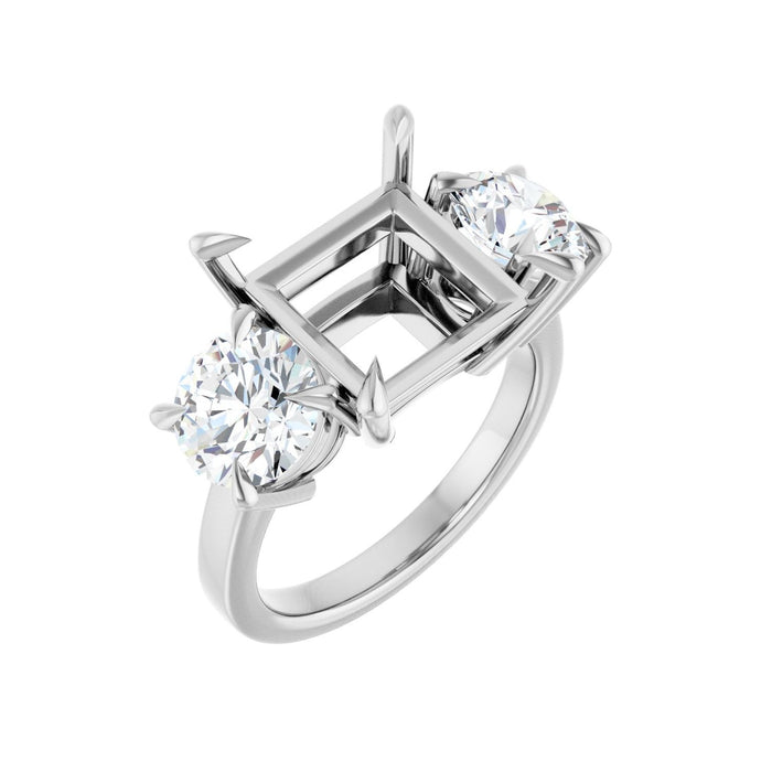 Platinum 10x10 mm Square 2 1/2 CTW Lab-Grown Diamond Semi-Set Engagement Ring