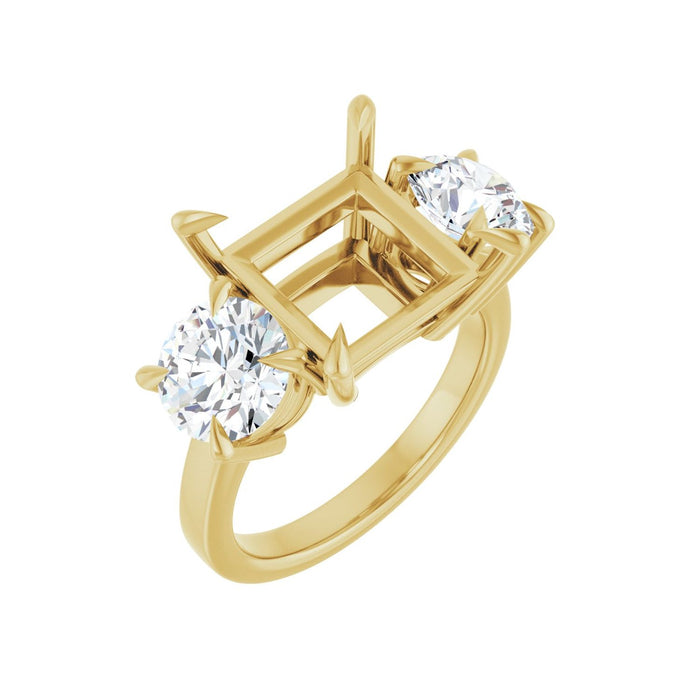 14K Yellow Gold 10x10 mm Square 2 1/2 CTW Lab-Grown Diamond Semi-Set Engagement Ring